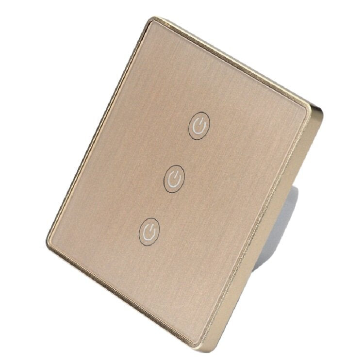 Wifi 3Gang Smart Switch EU Standard Metal Frame Wire Drawing Light Control Switch WF-WS033 100-240V 2.4 GHz