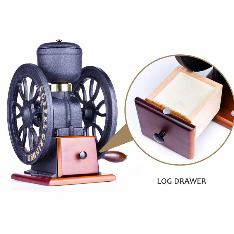 Classic Two-wheel Commercial Retro Grinder Hand Grinding Cast Iron Coffee Bean Grinder Coffee Machine Decorations