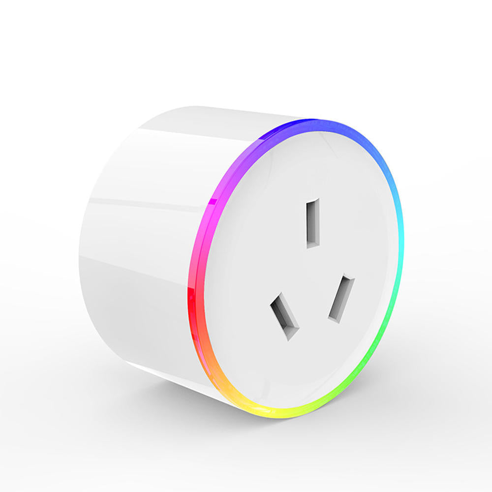 WIFI Control Socket Wireless Timer Switch Outlet With RGB LED Light Voice Control Works With Alexa Google 240V 10A AU Plug