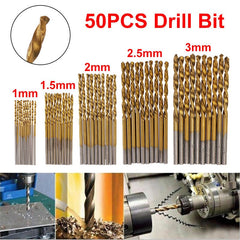 50pcs Titanium Coated High Speed Steel Twist Drill Bit1/1.5/2/2.5/3mm BitWoodworking