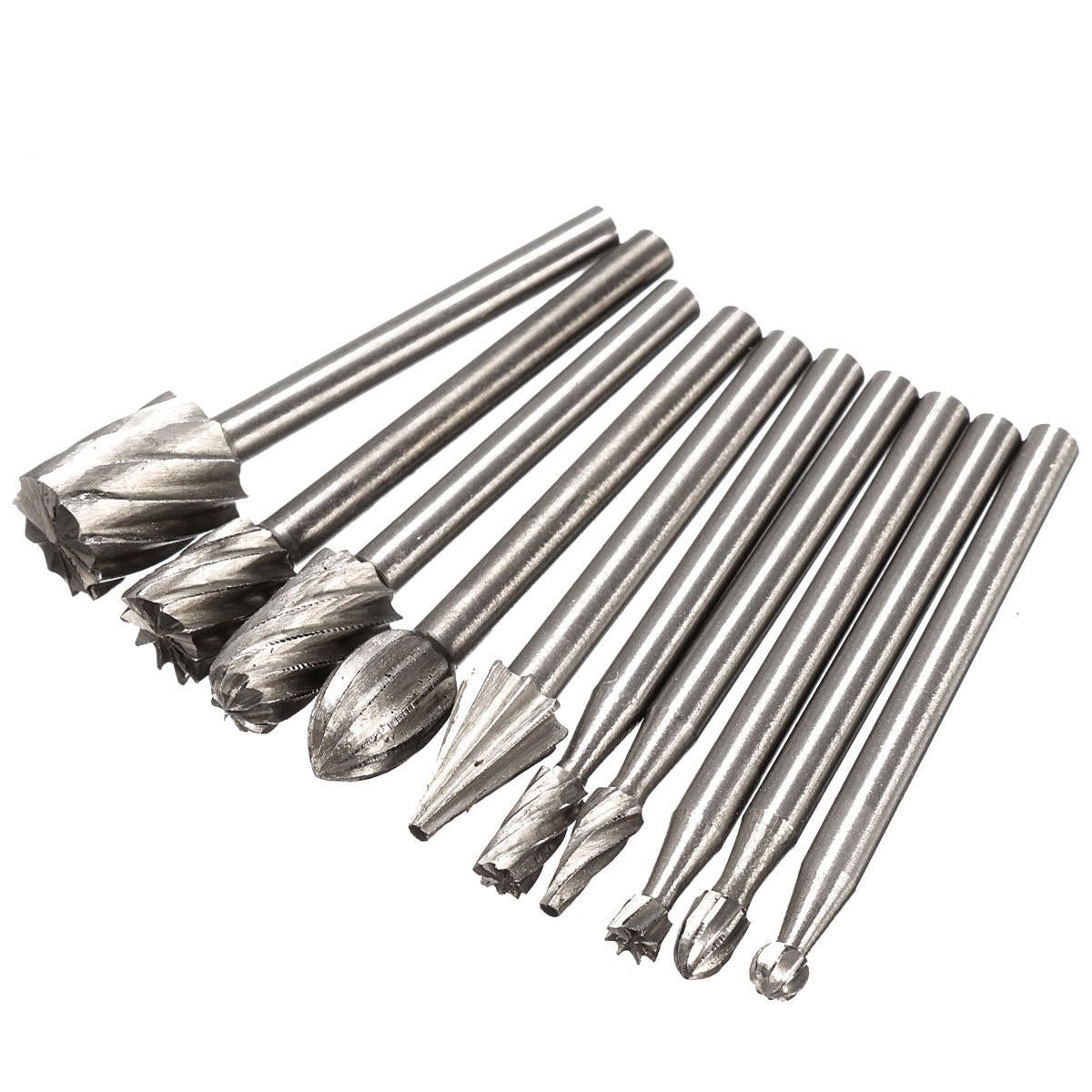 10pcs HSS Router Bit Burr For Dremel and Rotary Engraving Wood Working Tool