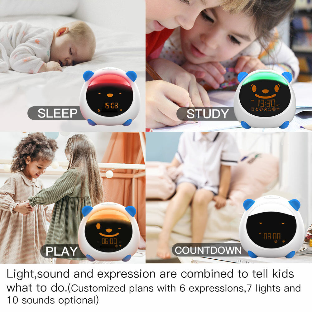 WiFi Smart Kids' Alarm Sleep Trainer Clock Light Sound Expression Smart Life Tuya App Voice Control with Alexa Google Home