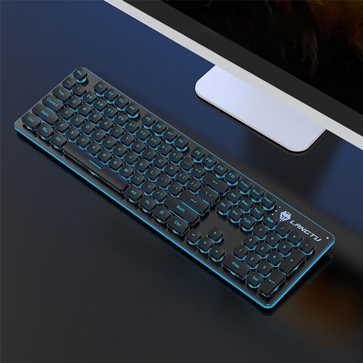 104 Keys Mechanical Feeling Keyboard USB Wired Silent RGB Backlit Gaming Keyboard for Home Office