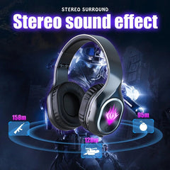 Bluetooth 5.2 Wireless Game/Music Mode Foldable Gaming Headphone RGB Magic Lights 3D Stereo Hi-Fi Headsets With Mic