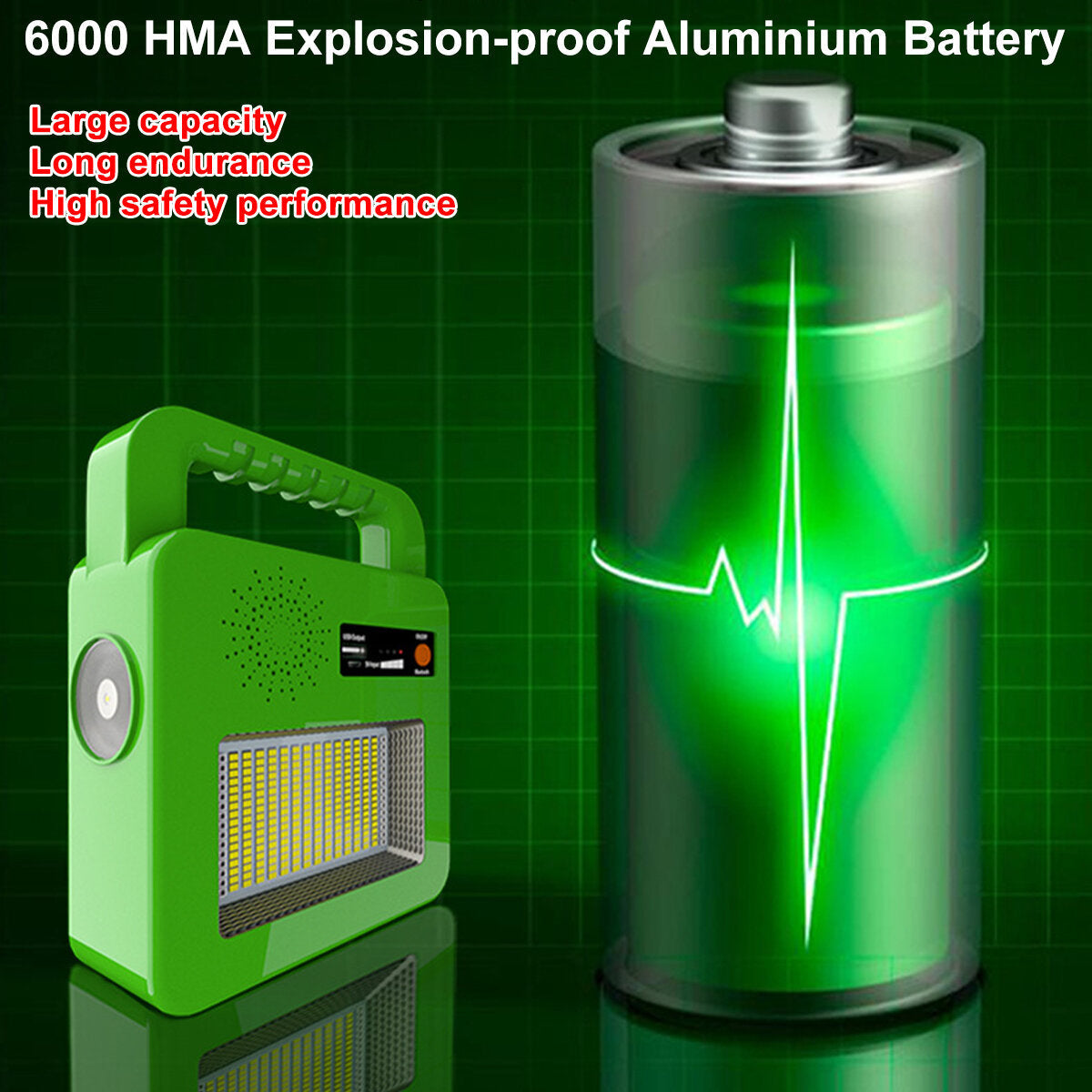 Bluetooth Speaker Strong Light LED Solar Rechargeable Light Emergency Power Bank 6000mA