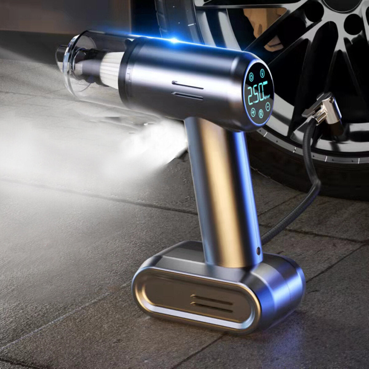 4-in-1 LCD Display Air Pump Wireless/Wired LED Vacuum Cleaner Car Charger Household Cleaning Tools