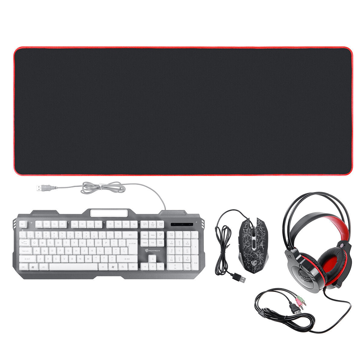 4-in-1 Gaming Kit Set LED Gaming Over-Ear Headset Keyboard & Mouse & Mouse Pad Combo Set