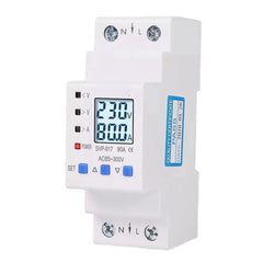 Din Rail Adjustable Over Under Voltage Protective Device Current Limit Protection Voltmeter Ammeter Kwh 63A 80A