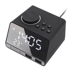 Radio Clock Double USB Chaging Port Bluetooth Alarm Clock Digital Display Mirror Alarm Clock