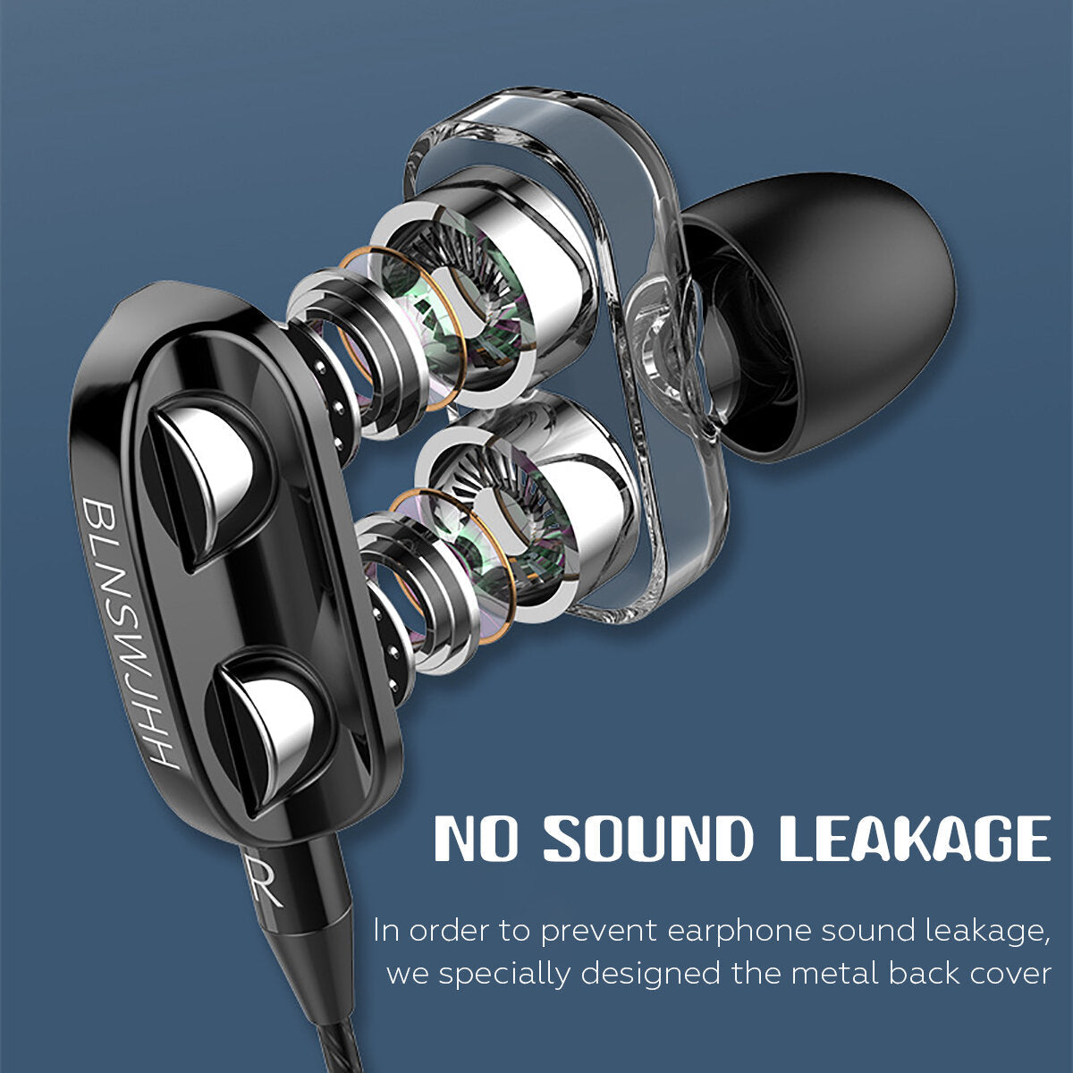 Wired Headphones Dual Dynamic Drivers 4 Speakers Noise Reduction Headset Line-Control In-Ear Earphones