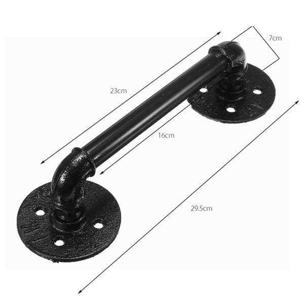 Black Iron Pipe Door Handle 29.5cm Threaded Pipe Drawer Pull with Screws