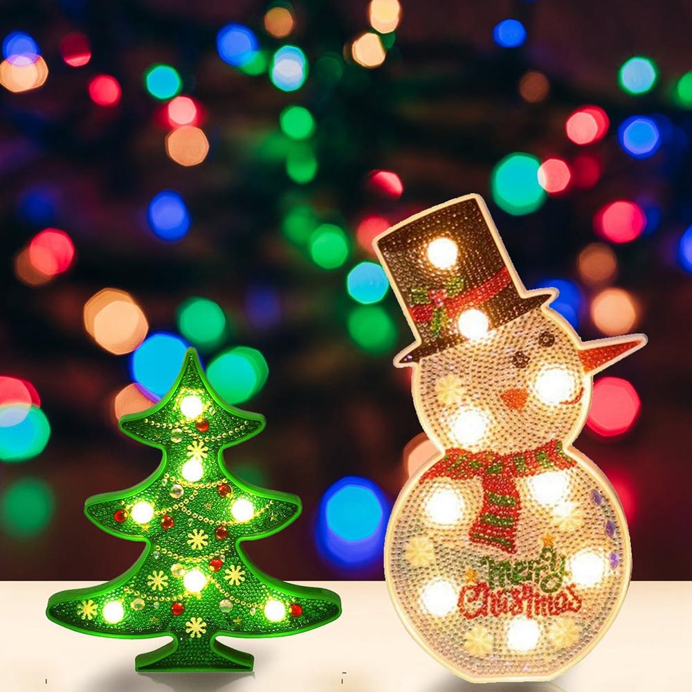 Creative Colorful Christmas Tree Snowman LED Night Light Decorative Table Lamp Home