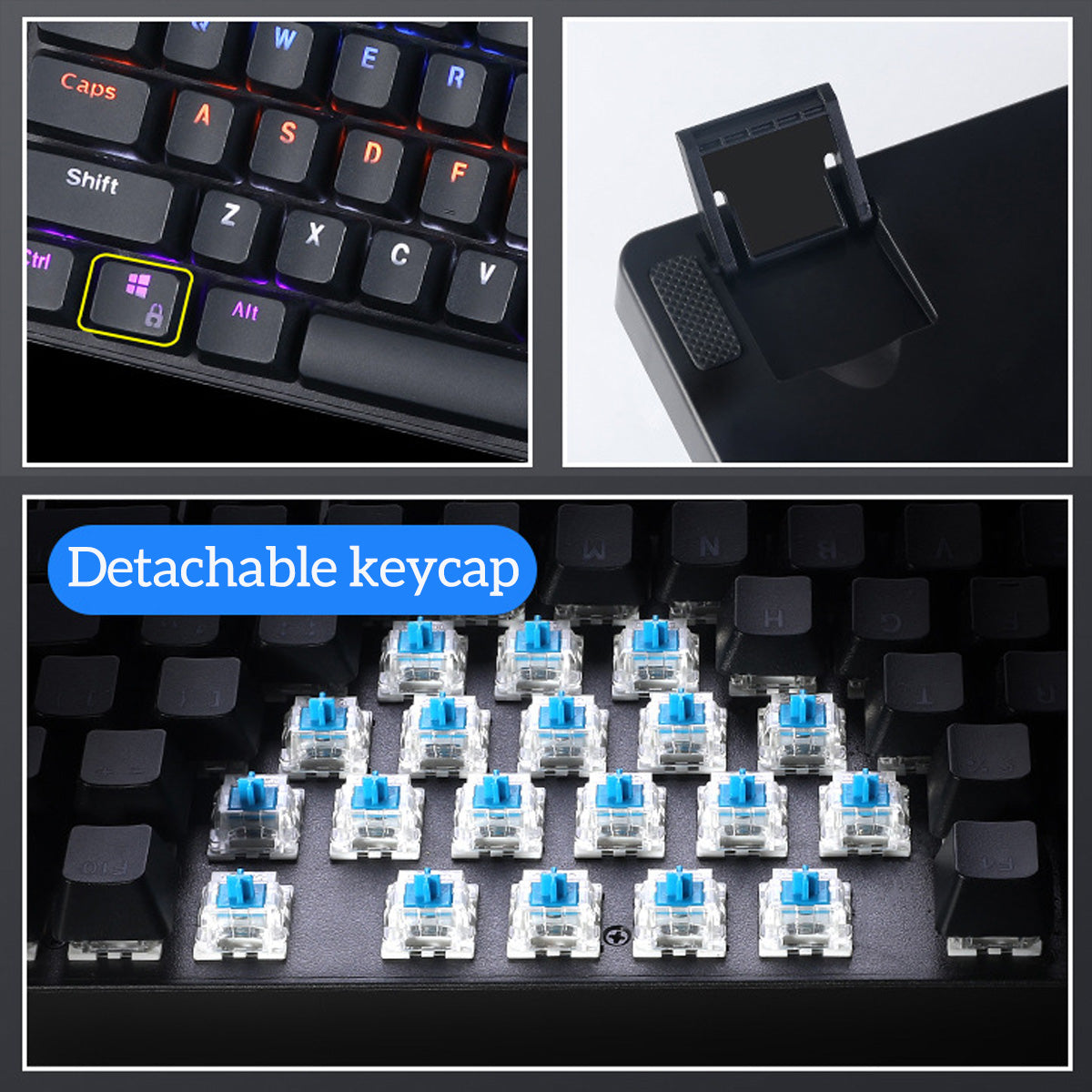 Wired Mechanical Keyboard Blue Switch 104-Key Suspended Keycaps RGB Backlit Mechanical Gaming Keyboard