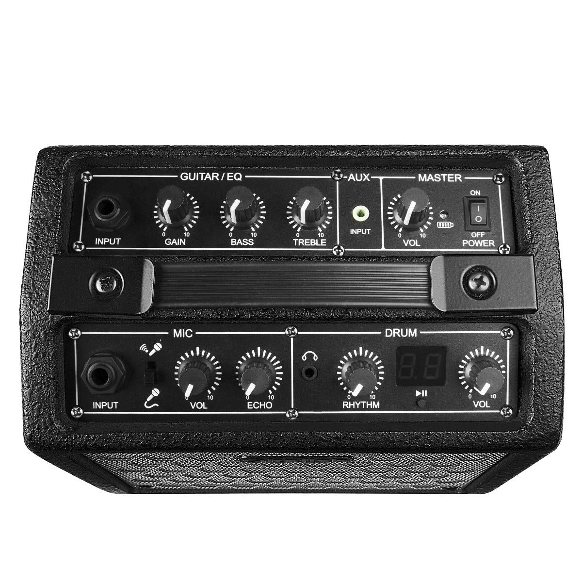 10W Portable Guitar Amplifier Guitar Speaker Built-in Rechargeable Battery with Drum Machine Support Microphone/AUX Input