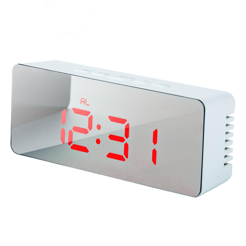 Charging Digital Mirror Cube LED Night Mode Snooze Function Thermometer Alarm Clock