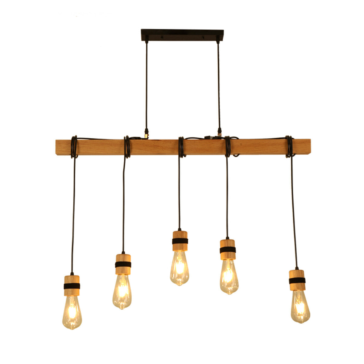 AC85-265V Industrial Wooden Pendant Light Ceiling Lamp Chandeliers Lighting Fixtures Without Bulb