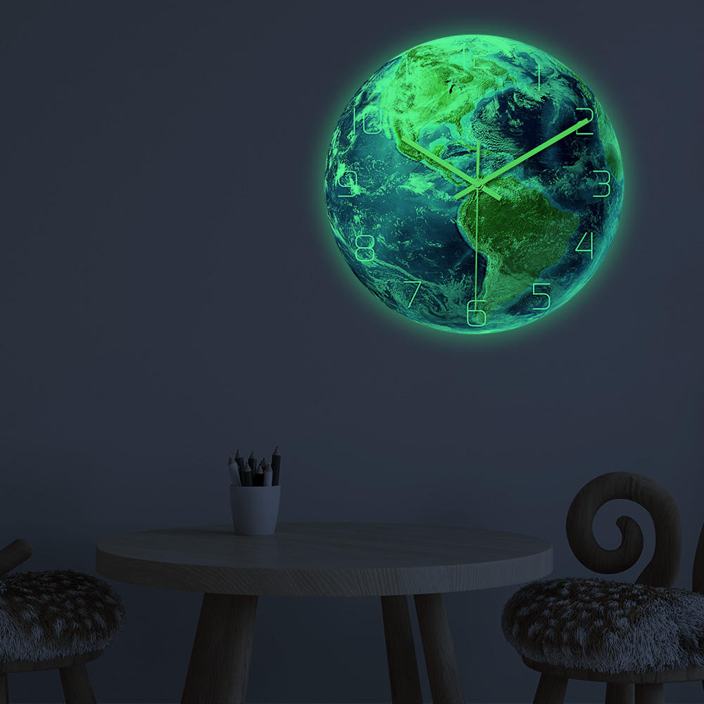 Creative North/South America Luminous Earth Wall Clock Mute Wall Clock Quartz Wall Clock For Home Office Decorations
