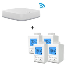 Smart Wireless Gateway HUB+4pcs Thermostat Heater Temperature Controller TRV Thermostatic Radiator Valve Controller