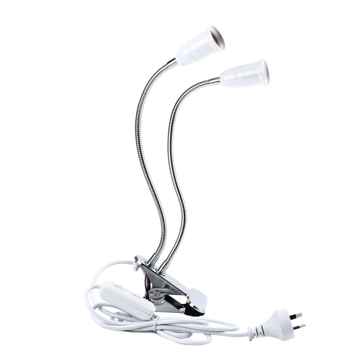 30CM Adjustable Dual Head Clip Lampholder Bulb Adapter with On/off Switch for E27 LED Grow Light