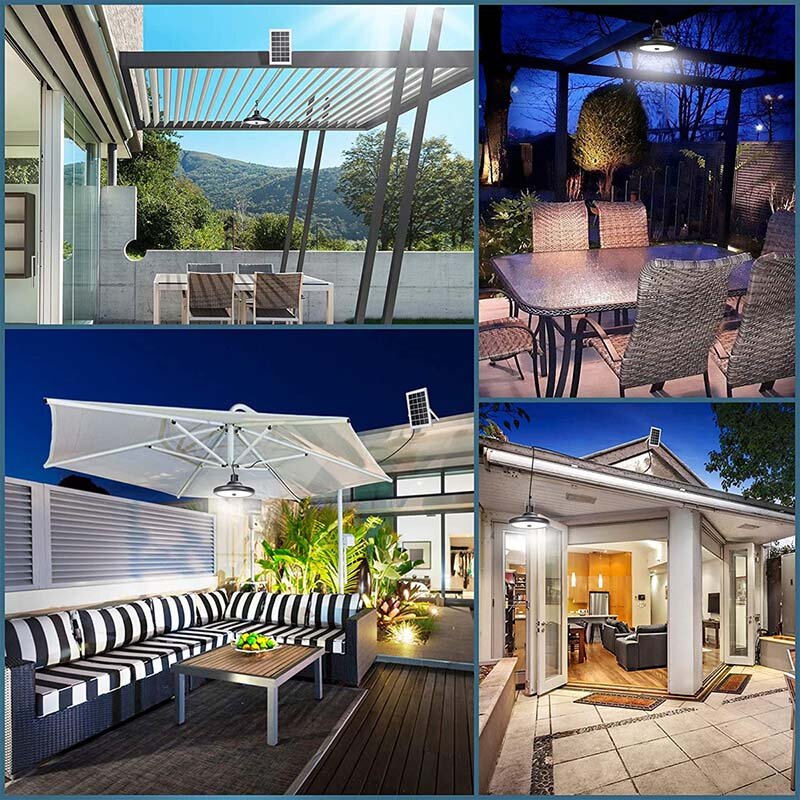 Double Head Solar Pendant Light Waterproof High Capacity Outdoor Indoor Solar Lamp Suitable For Courtyards Garages Etc