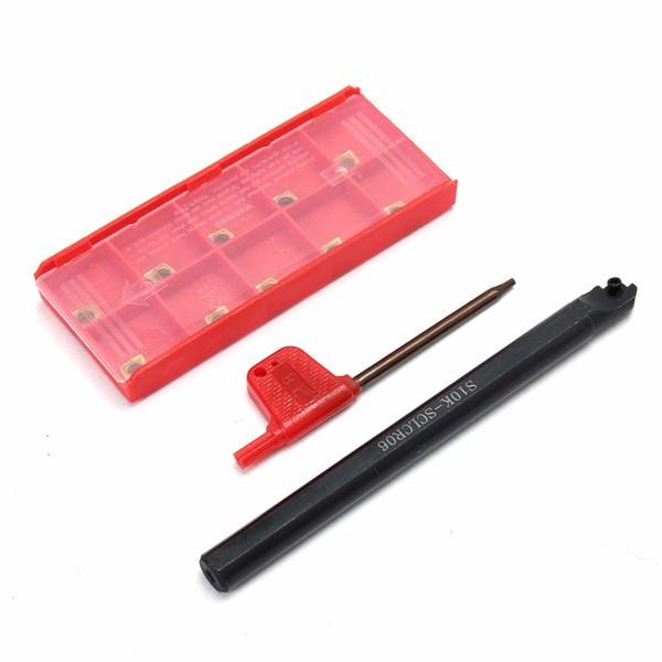 Turning Tool Holder Lathe Boring Bar With 10pcs CCMT060204-HM Carbide Inserts