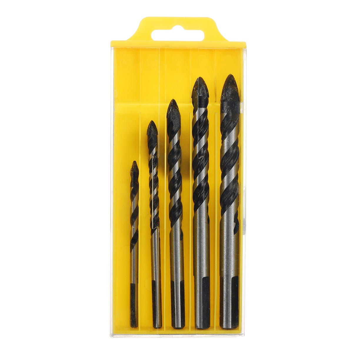 5pcs 5-12mm Black Triangle Twist Drill Bit Concrete Glass Ceramic Tile Marble Set