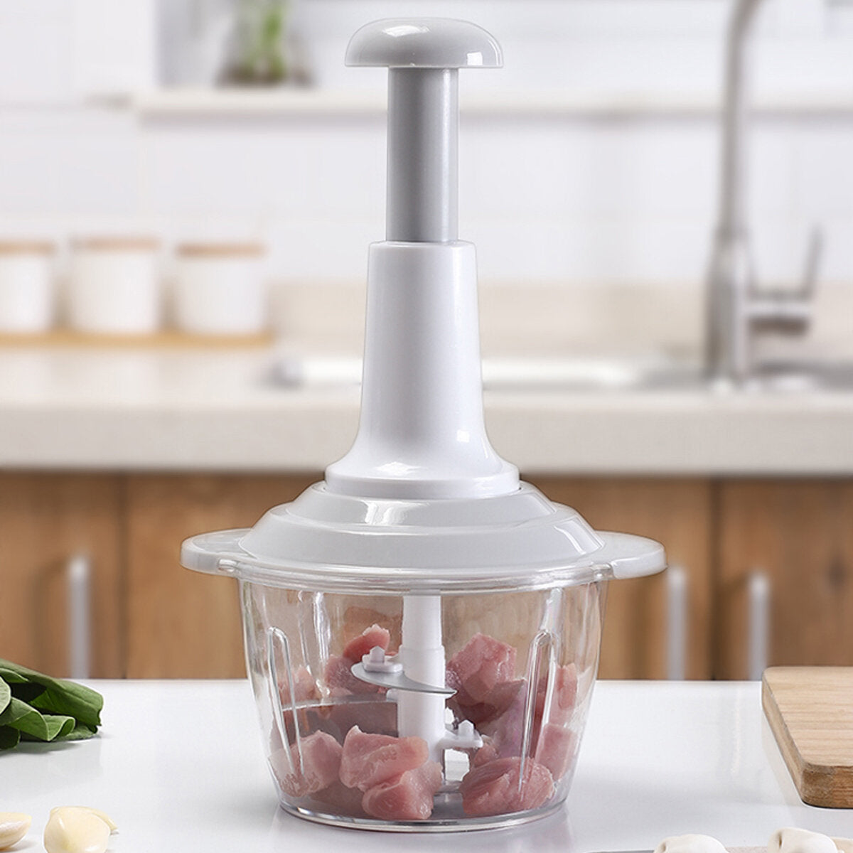 Manual Food Meat Grinder Vegetables Chopper Hand Press Blender Mixer 0.7/1.5/2L