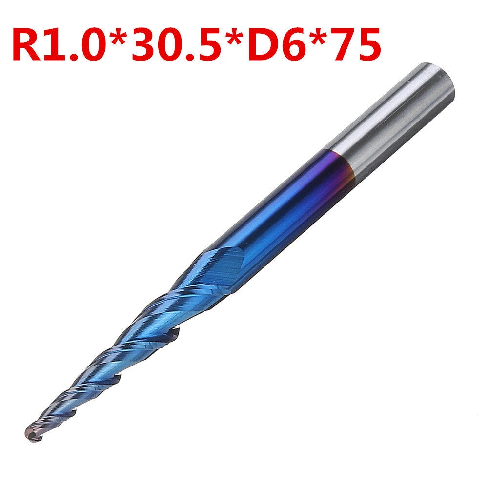 NACO-blue 2 Flutes Ball Nose Milling Cutter R0.25/ R0.5/ R0.75/ R1.0 *30.5*D6*75