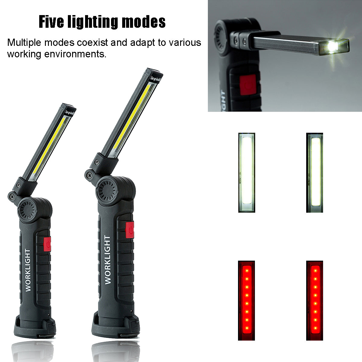 360° Rotatable COB+LED Work Light USB Torch Flashlight Outdoor Camping Emergency Lantern