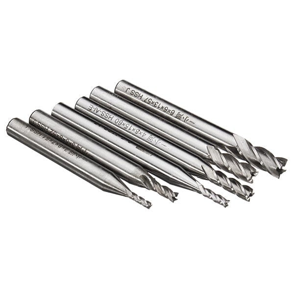 6pcs 2-6mm 4 Flute Milling Cutter HSS End Mills Engraving Tools
