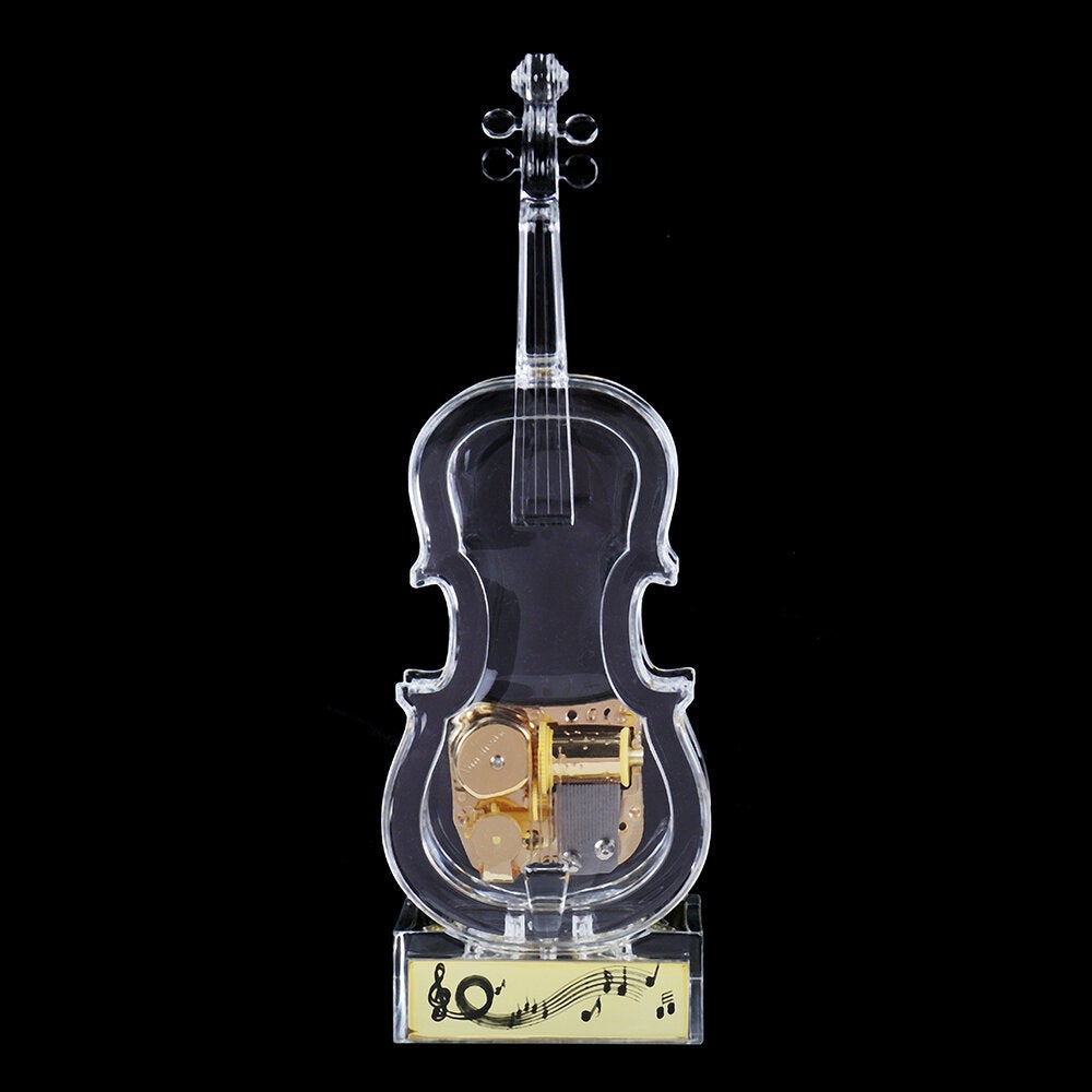 Mechanical Wind-up Violin Shape Music Box Home Decoration Birthday Gifts