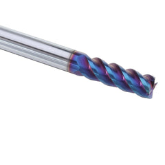 D4/5/6/8/10mm HRC60 4 Flutes L75mm Blue NACO Coated Tungsten Carbide Milling Cutter CNC Tool