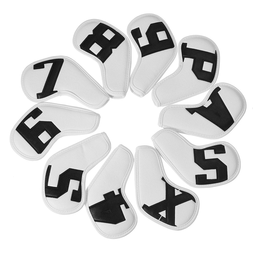 10pcs PU Leather Cover For Golf Clubs Iron Head Protector Set