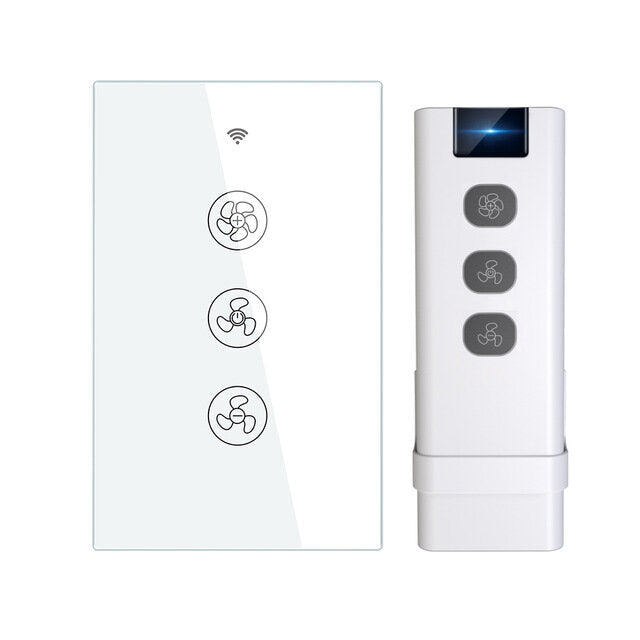 WiFi RF433 Smart Ceiling Fan Switch Smart Life/Tuya App 2/3 Way Control Wireless Remote Control Works with Alexa and Google