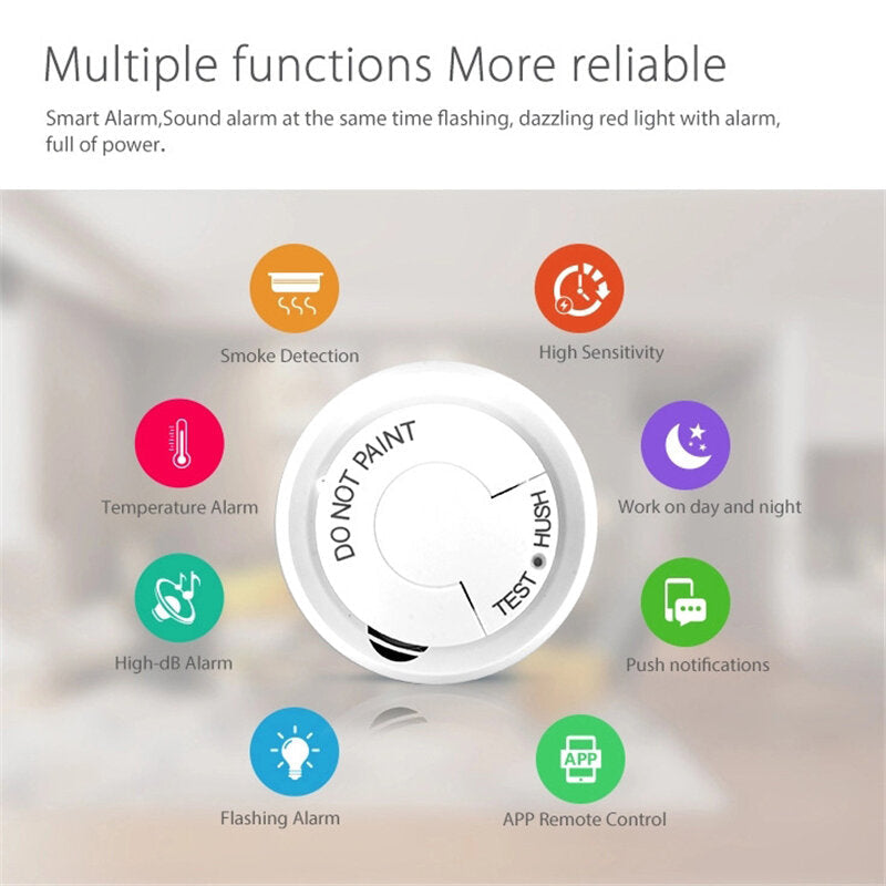 Smart Home WiFi Smoke Detector Smoke Networking Alarm Smoke Sensor Work With Smart Life Tuya APP