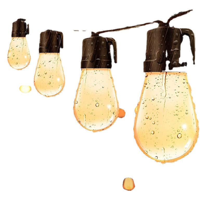 49FT Outdoor String Lights Shatterproof Remote Patio Lights With 15 Warm Yellow LED Bulbs For Deck Backyard Gazebo Christmas Decoration