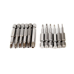 12pcs S2 Alloy Steel T5-T40 50mm Magnetic Torx Screwdriver Bits 1/4 Inch Hex Shank