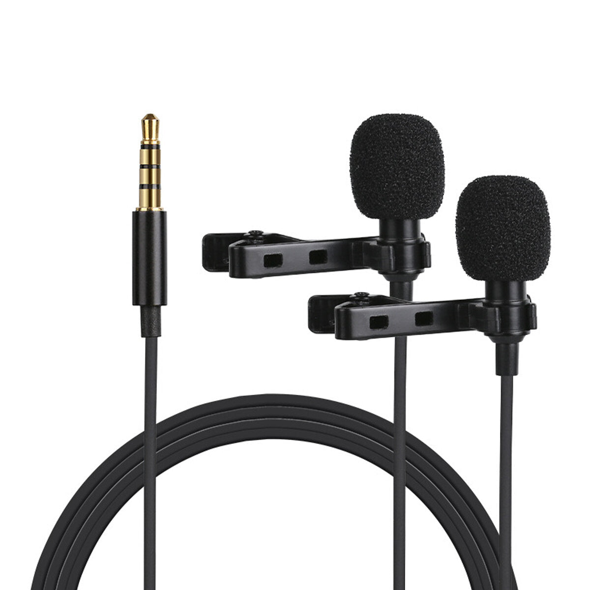 Dual Head Collar Clip Micrphone Interview Record Lecture Short Video 3.5mm