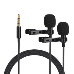 Dual Head Collar Clip Micrphone Interview Record Lecture Short Video 3.5mm