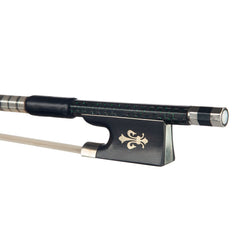 Master 4/4 Carbon Fiber Violin Bow Green Silk Braided Carbon Fiber Stick Cupronickel Mounted Ebony Frog Durable Use