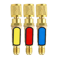 3pcs/set 3 Colors R410A Refrigerant Brass Straight Ball Valves AC Charging Hoses