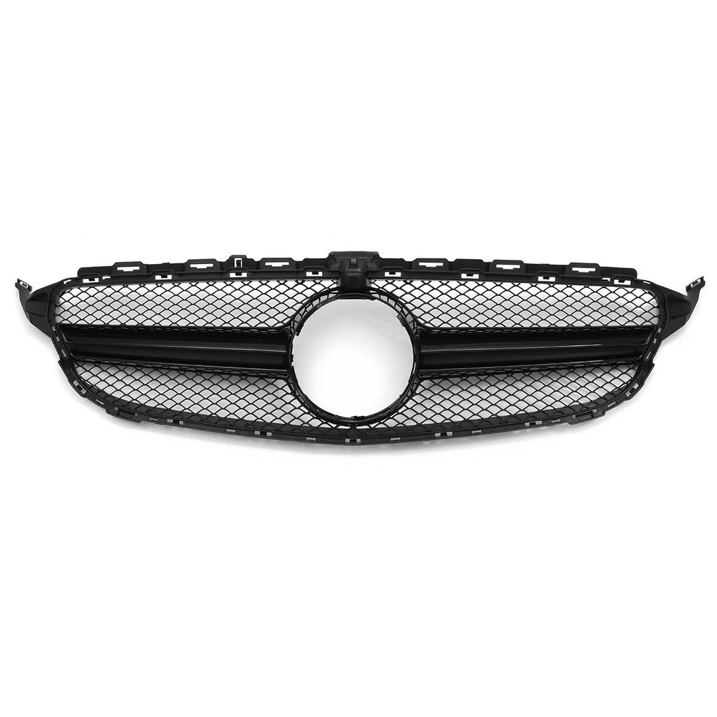 Black AMG C63 Style Grill Grille For Mercedes Benz With Camera