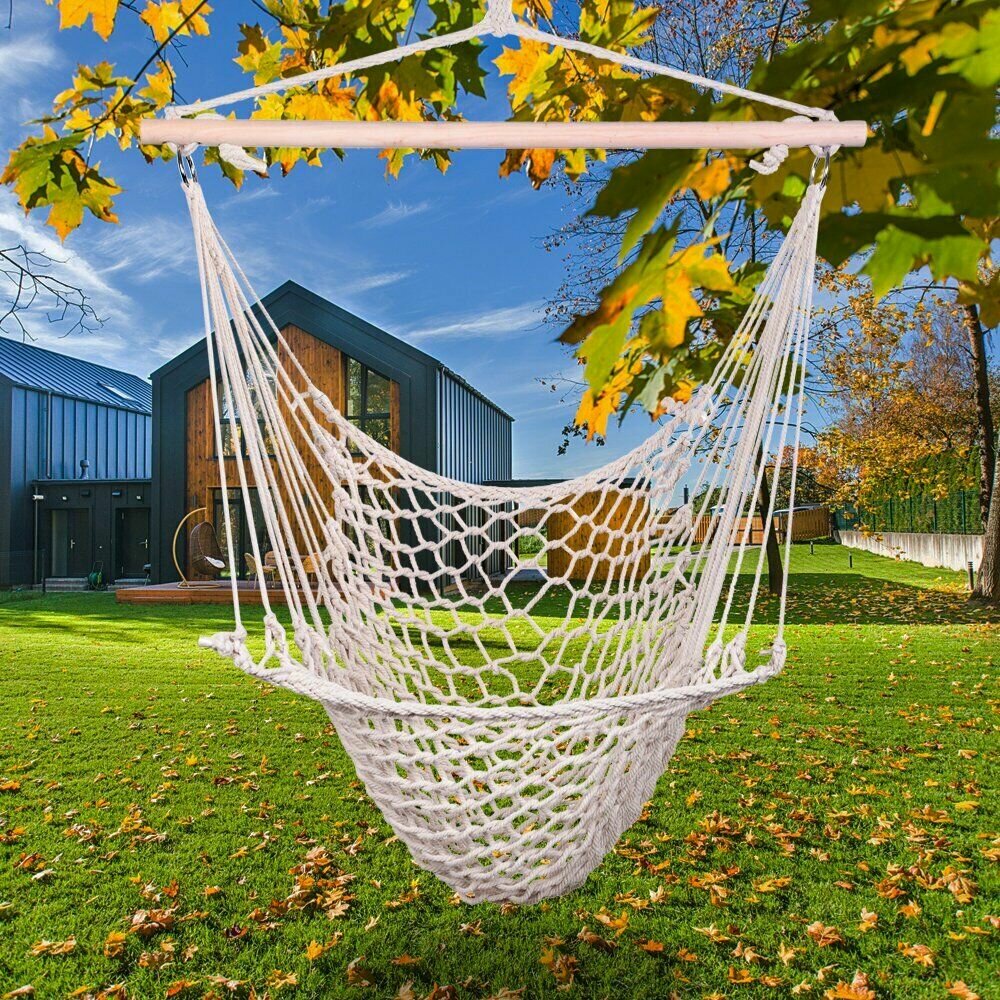 Cotton Hammock Bed Hanging Chair Beach Swing Chair Outdoor Home Garden Max Load 120kg