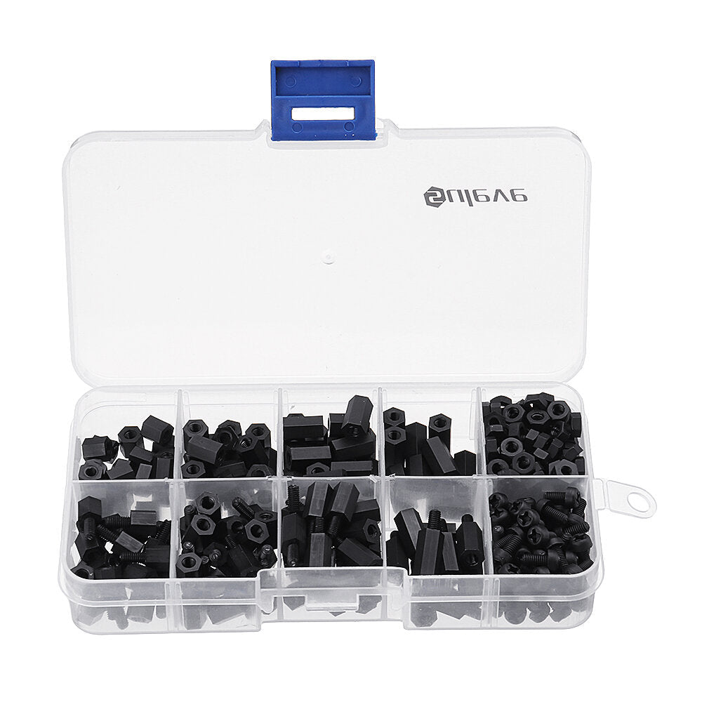 M3 Nylon Screw Black Hex Screw Nut Nylon PCB Standoff Assortment Kit 300pcs