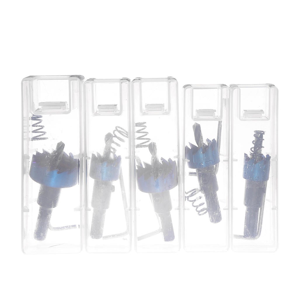 5Pcs 16-30mm HSS Blue Nano Coating Tooth Hole Saw Cutter Drill Bit Set for Metal Sheet