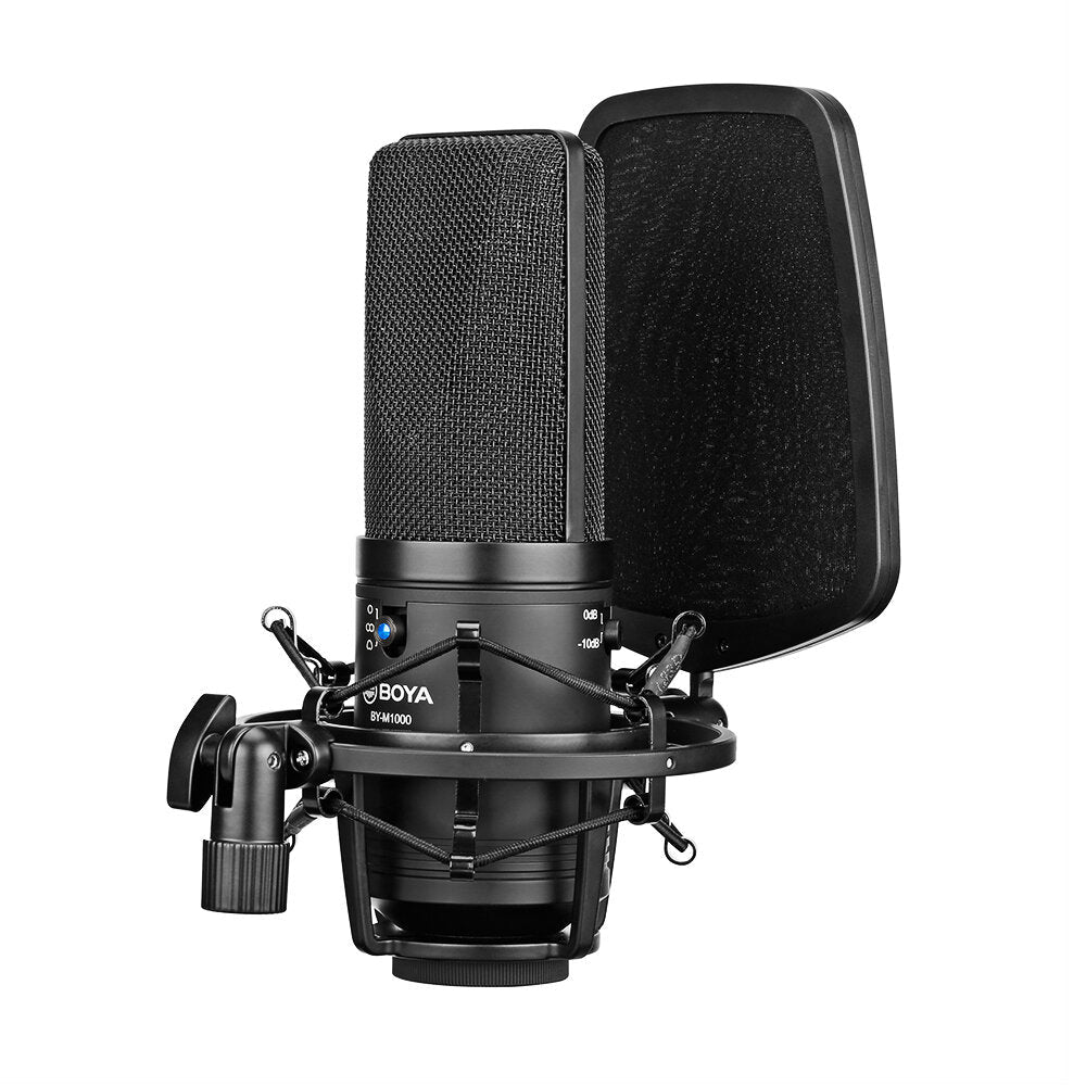 Professional Condenser Microphone Kit Support Cardioid/Omnidirectional/Bidirectional with Double-layer Popfilter Shock Mic