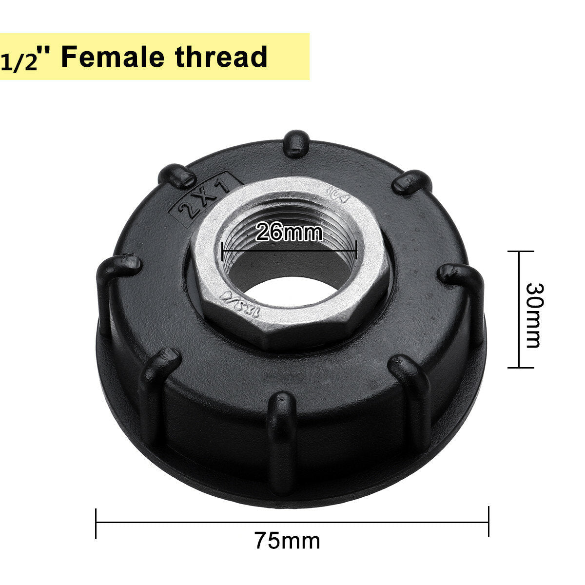 1/2" 3/4" 1" 60mm Tote Tank Drain Adapter Coarse Thread Connector Cap