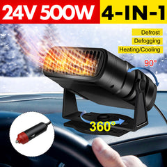12V 24V 500W 360 Degree Portable Car Truck Air Heater Cooling Fan Windscreen Defogging