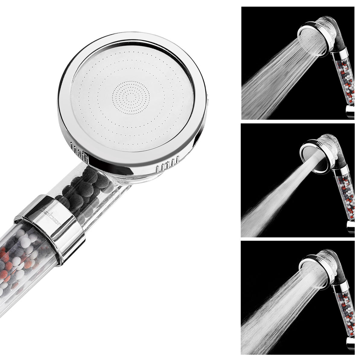 Ionic Shower Head Upgraded 4-Layer Filtration Universal Handheld Showerhead Higher Pressure Water Saving with 3 Sprays Modes Extra Filter