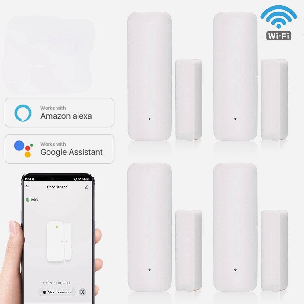 WiFi Window And Door Sensor Smart Home Wireless Gate Open Close Detector Security Alarm System Works With Alexa Google Home